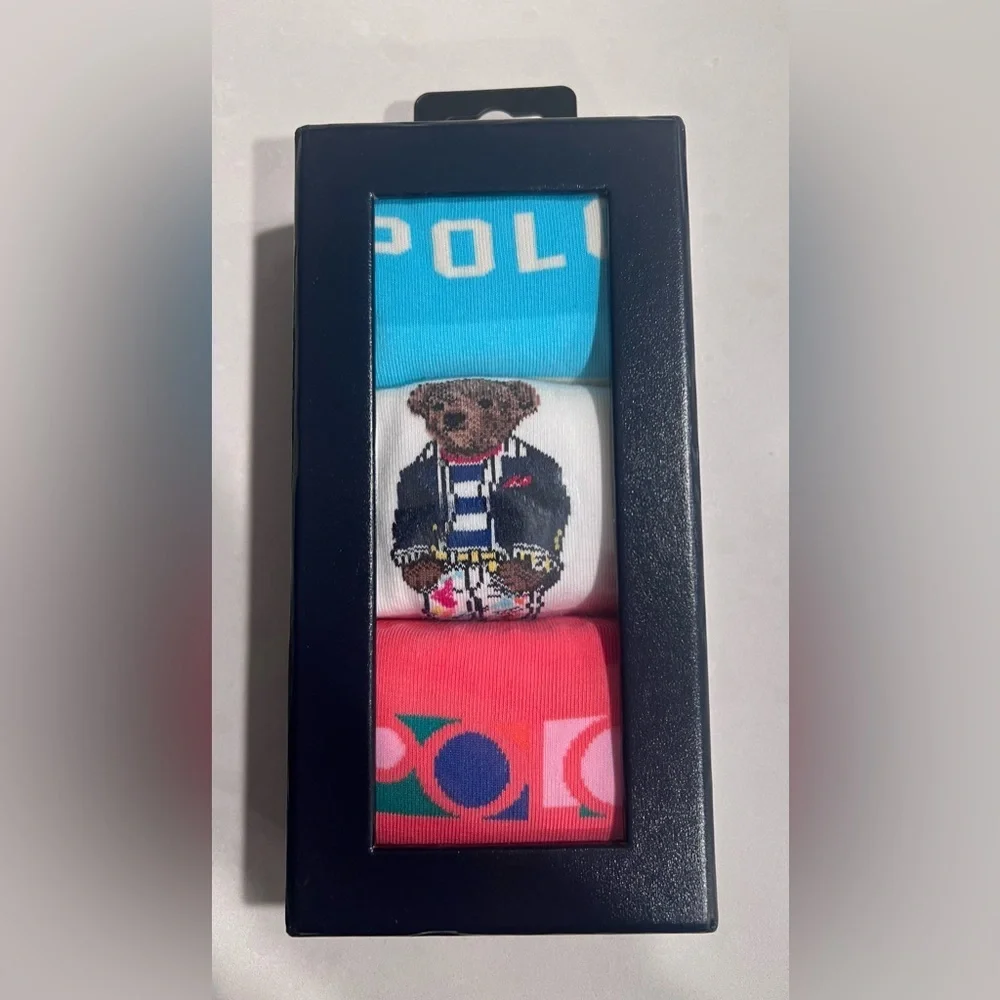 Women's 3 Pack Polo Ralph Laren Crew‎ Sock with Gift Box new